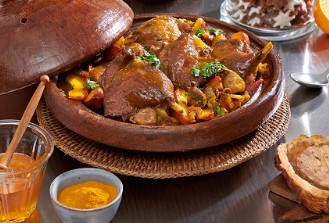Tajine de confit de canard aux pommes